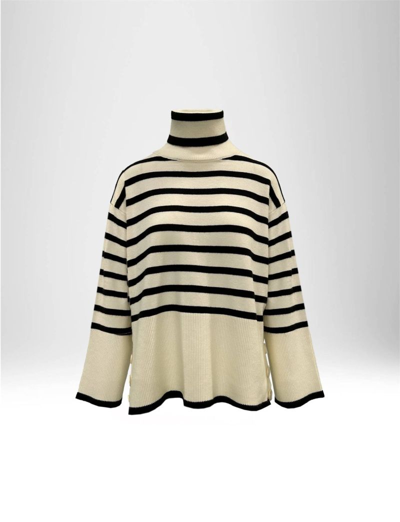 STRIPED TURTLENECK PULLOVER WOMAN