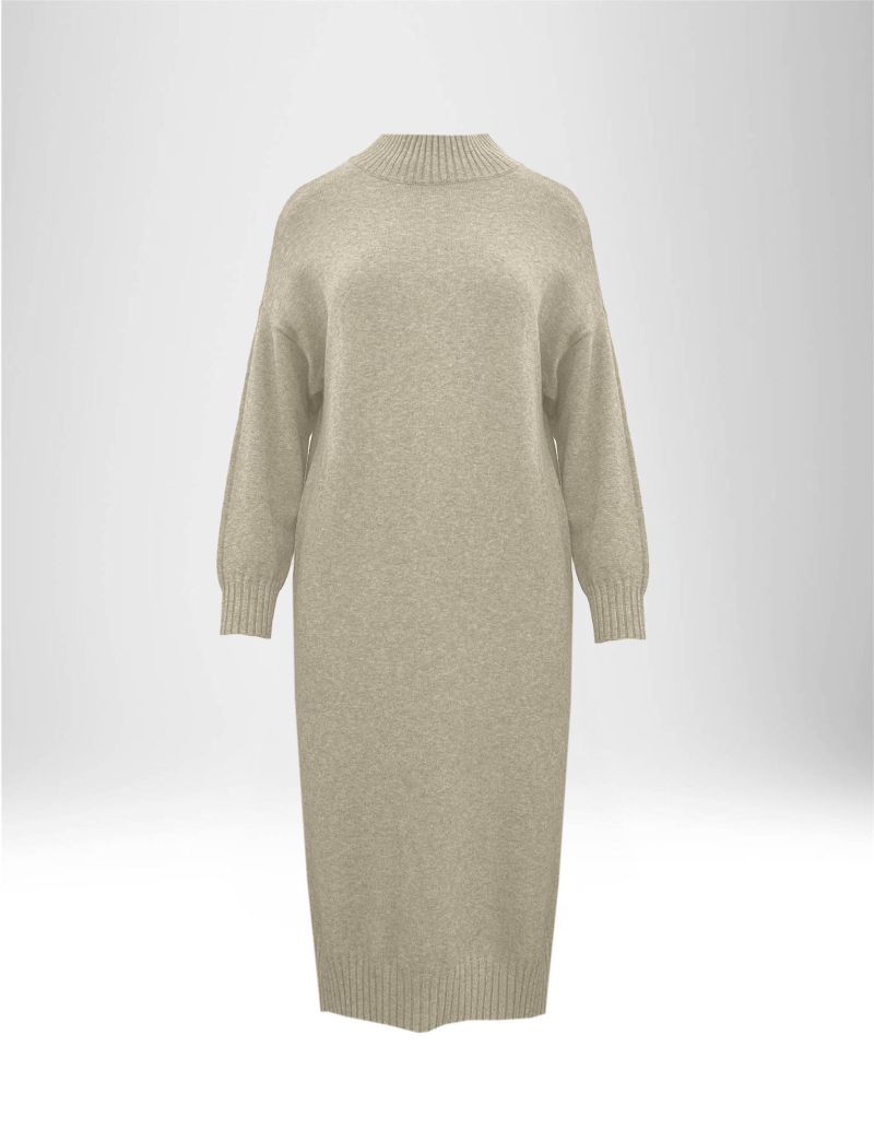 KNIT LONG SLEEVE MIDI DRESS