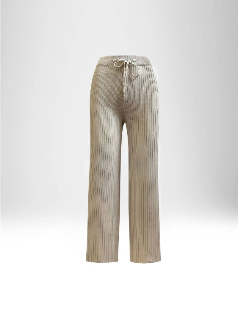 RIBBED KNIT PANTS WITH DRAWSTRINGS