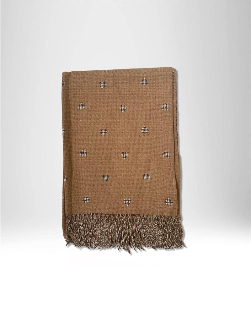 SCARF WITH SMALL HEARTS AND FRINGES FOR WOMAN