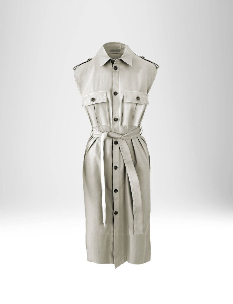 NEW HALLHUBER CHEMISIER MIDI DRESS WITH BUTTONS IN STRETCH COTTON GABARDINE