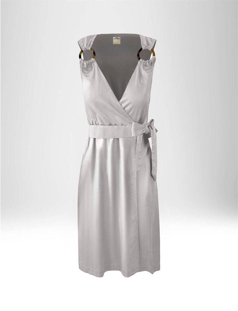 NEW HALLHUBER MIDI DRESS WITH RINGS IN STRETCH VISCOSE GABARDINE