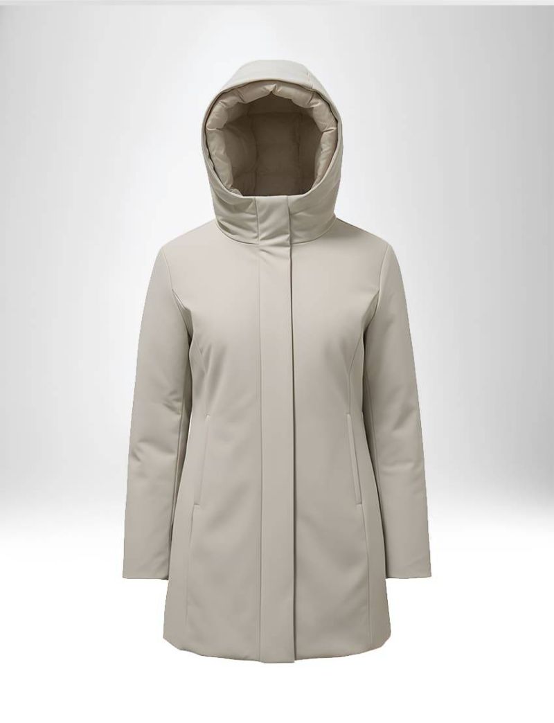 TECHNICAL-EFFECT PARKA WITH HOOD AND TWO WELT POCKETS WITH ZIP CLOSURE