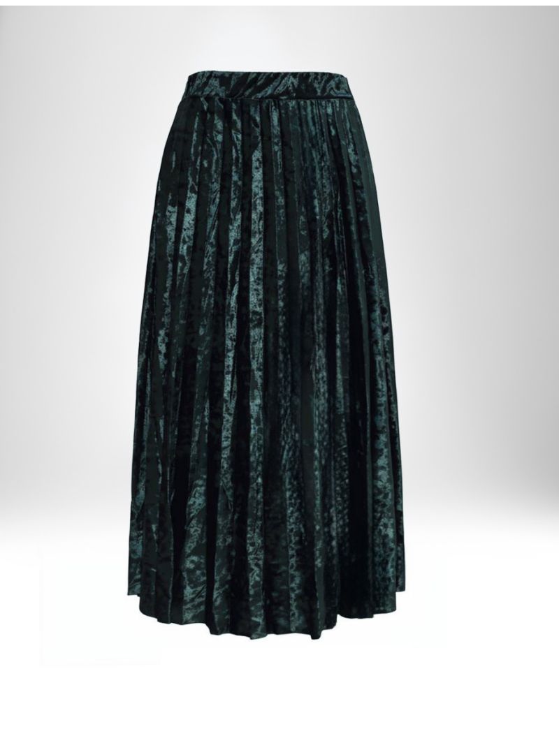 VELVET-EFFECT PLEATED SKIRT