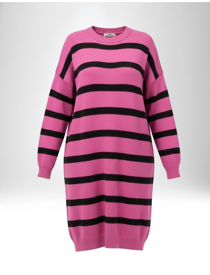 STRIPED KNIT DRESS WITH ROUND NECKLINE