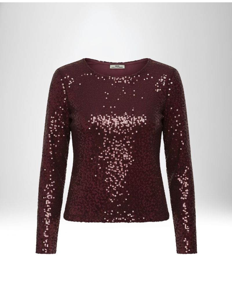 ELEGANT SEQUIN BLOUSE WITH BOW AND V-BACK