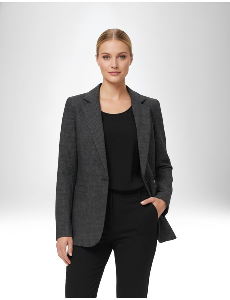 LAMINATED-EFFECT BLAZER WITH SINGLE BUTTON