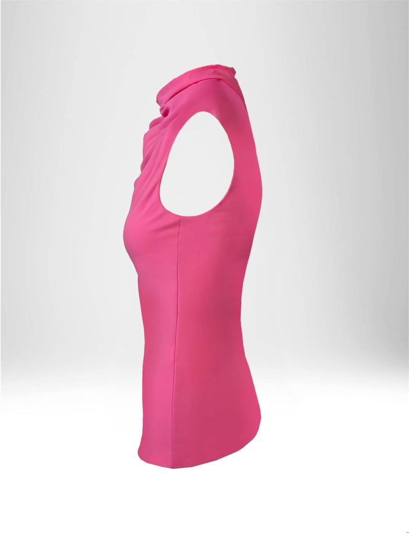 SLEEVELESS T-SHIRT WITH DRAPED NECKLINE IN STRETCH JERSEY