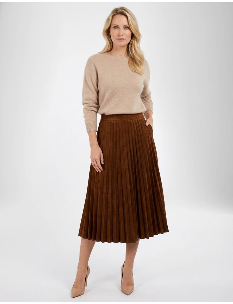SOLEIL PLEATED SKIRT IN SUEDE