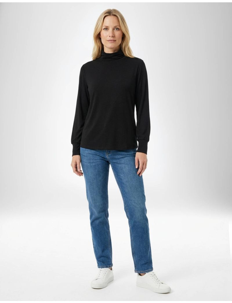 LONG-SLEEVE TOP WITH STAND-UP COLLAR