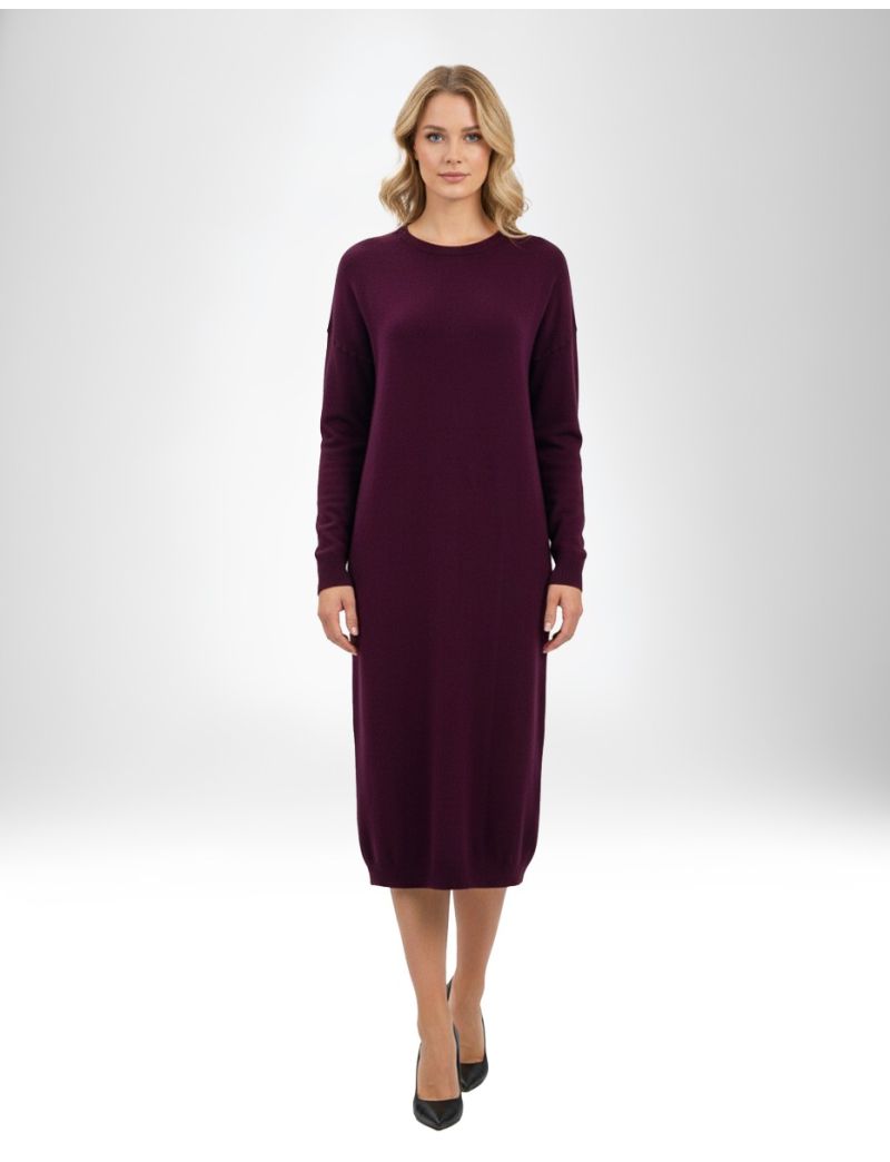 KNIT CREW-NECK MIDI DRESS