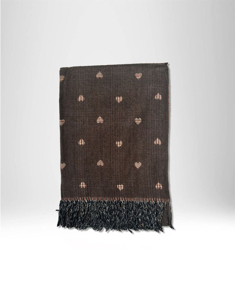 SCARF WITH SMALL HEARTS AND FRINGES FOR WOMAN