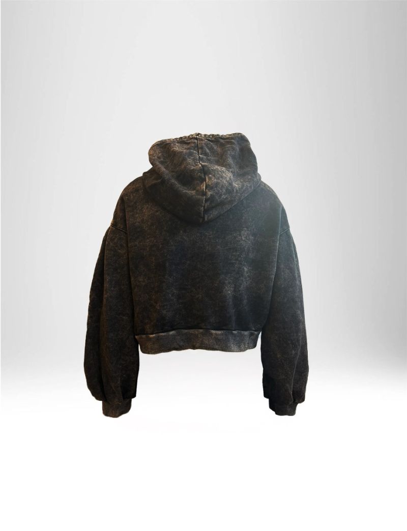 VINTAGE EFFECT CROP HOODIE WOMEN| NEW HALLHUBER