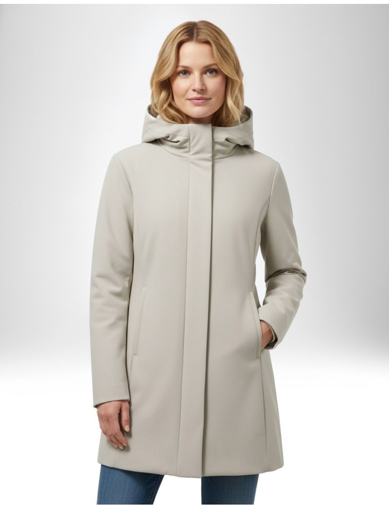 TECHNICAL-EFFECT PARKA WITH HOOD AND TWO WELT POCKETS WITH ZIP CLOSURE
